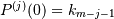 P^{(j)}(0) = k_{m-j-1}